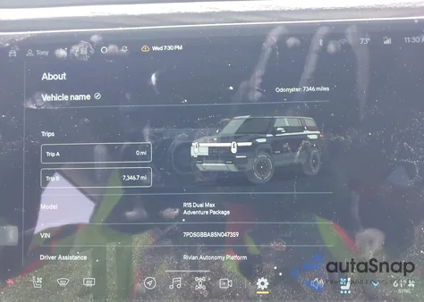 2025 Rivian R1S Adventure Dual Motor Large Pack/Adventure Dual Motor Max Pack из США, поврежденный, VIN 7PDSGBBA8SN047359